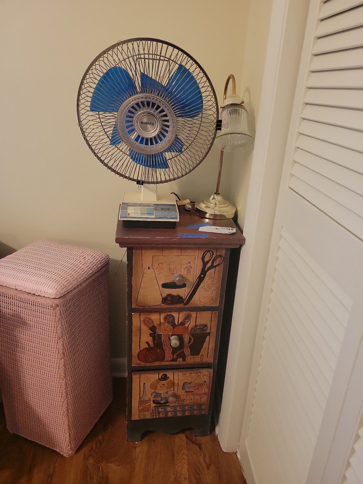 Table Fan, Desk Lamp, and Three-Drawer Storage Cabinet - image 1 of 5