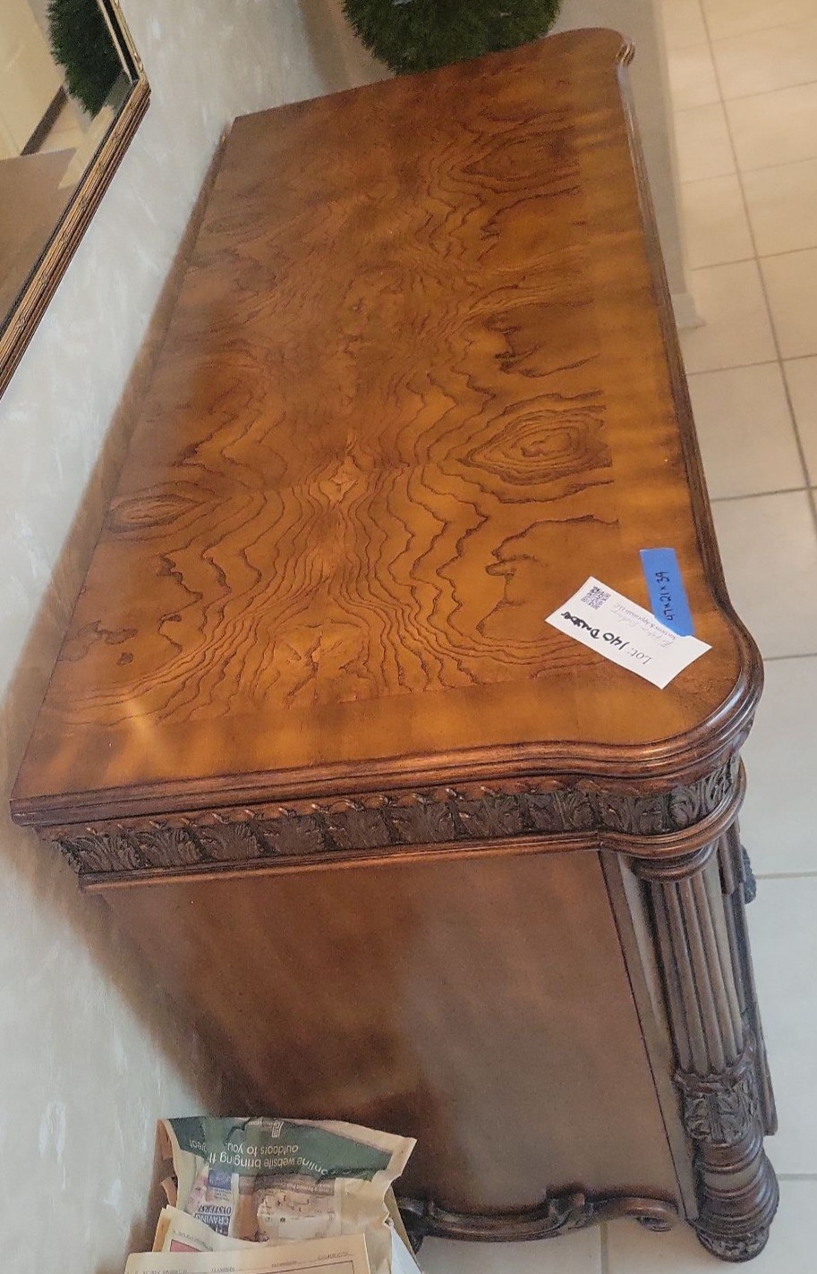 Ornate Three-Drawer Wooden Dresser - image 4 of 5