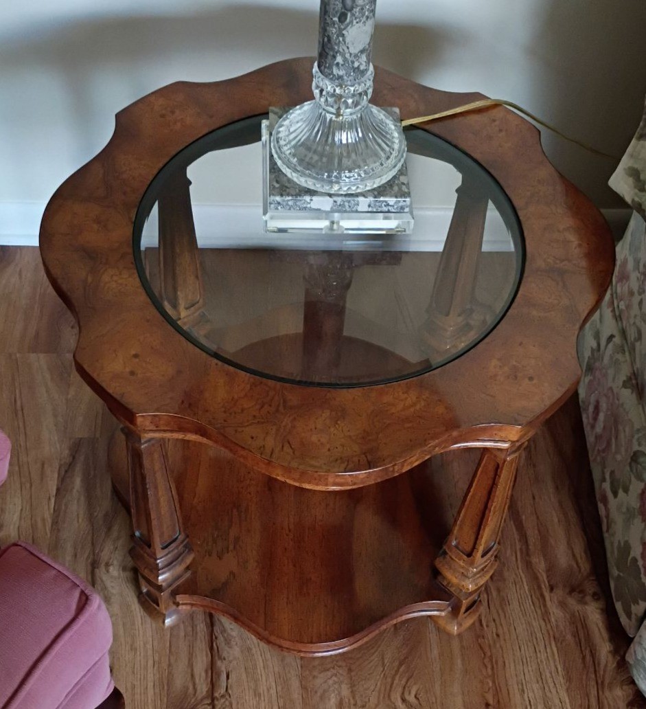2 Wood Side Table with Glass Insert Top - image 6 of 7