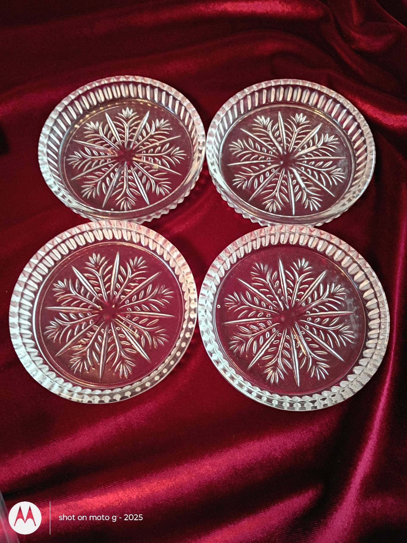 Set of 10 Crystal Coasters and Glass Vase - image 1 of 5