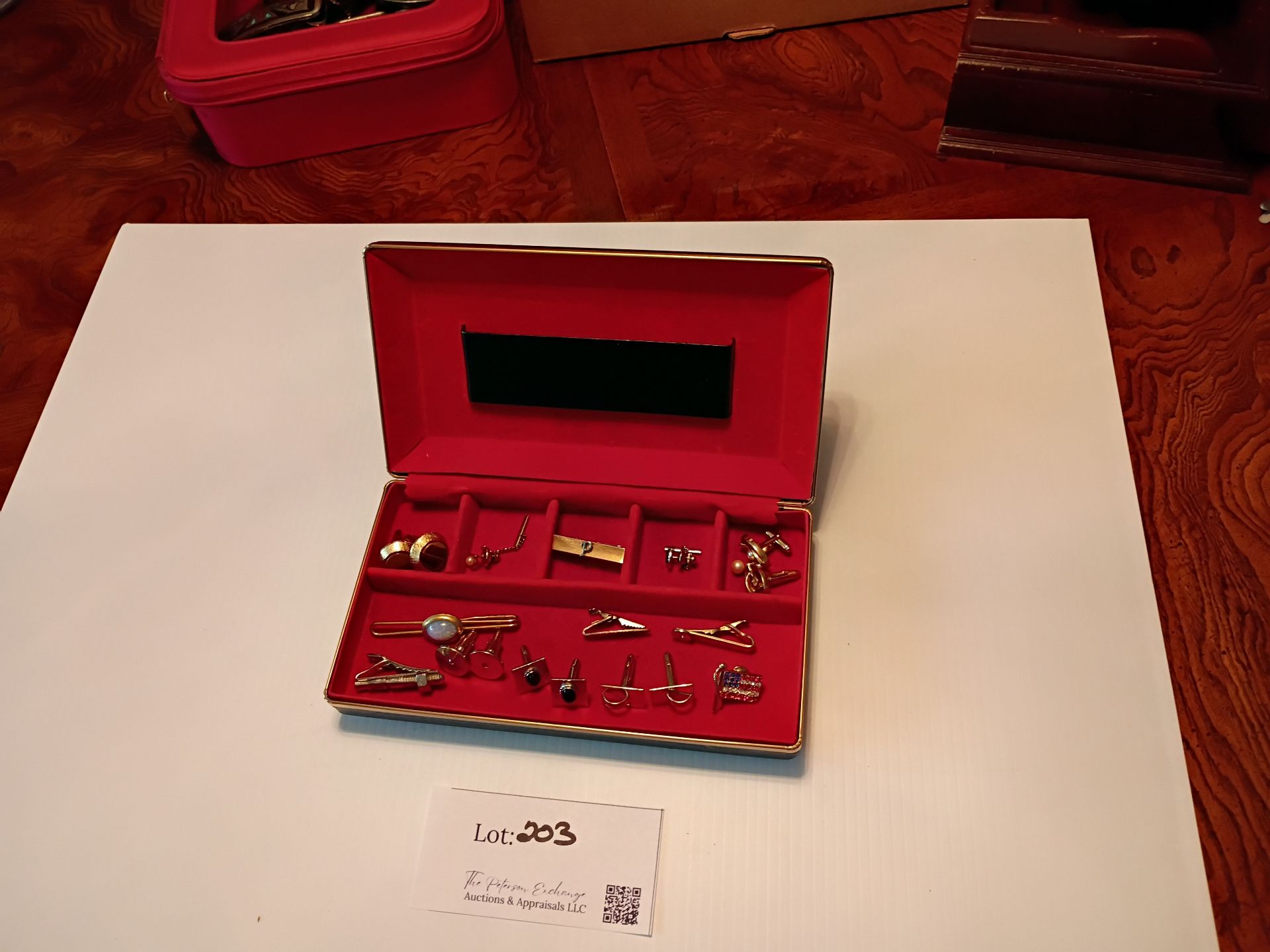 Assorted Cufflinks and Tie Clips in Display Case - image 1 of 8