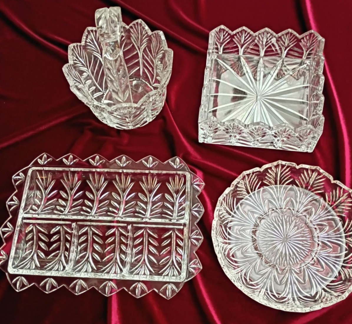 Assorted Cut Glass Serving Dishes and Basket - image 1 of 4