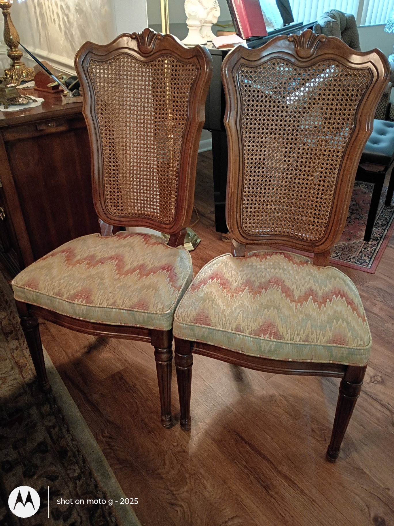 Wood Dining Table and Six Cane-Back Chairs - image 4 of 15