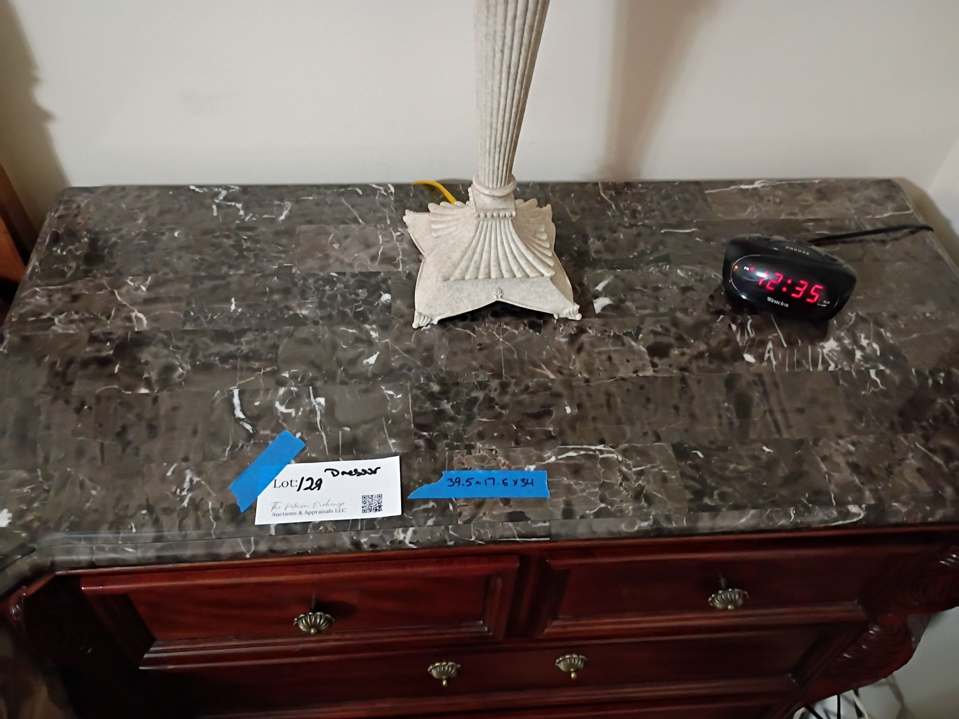 Wooden Nightstand with Marble Top - image 4 of 4