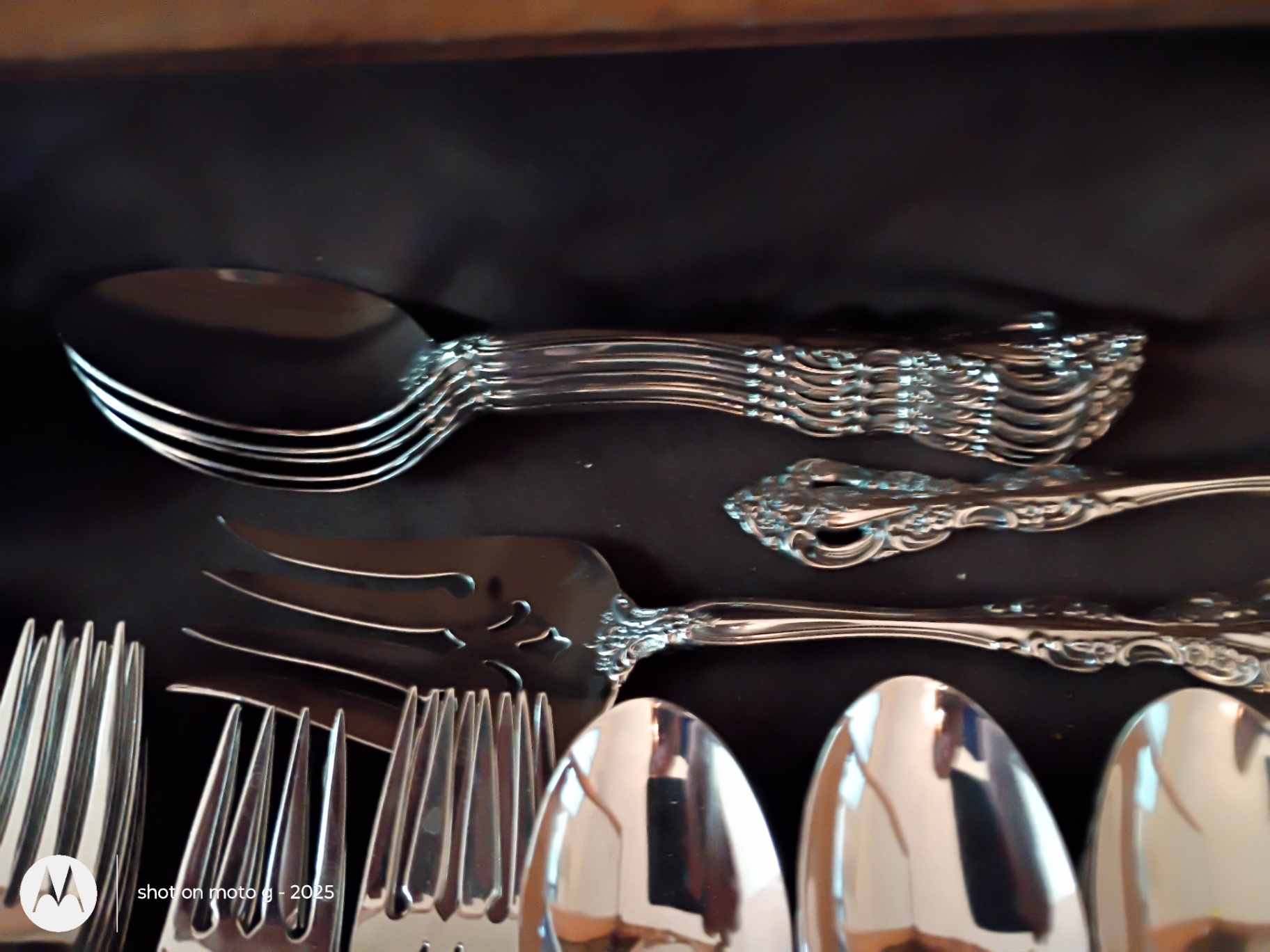 Ornate Silver-Tone Flatware Set - image 3 of 10