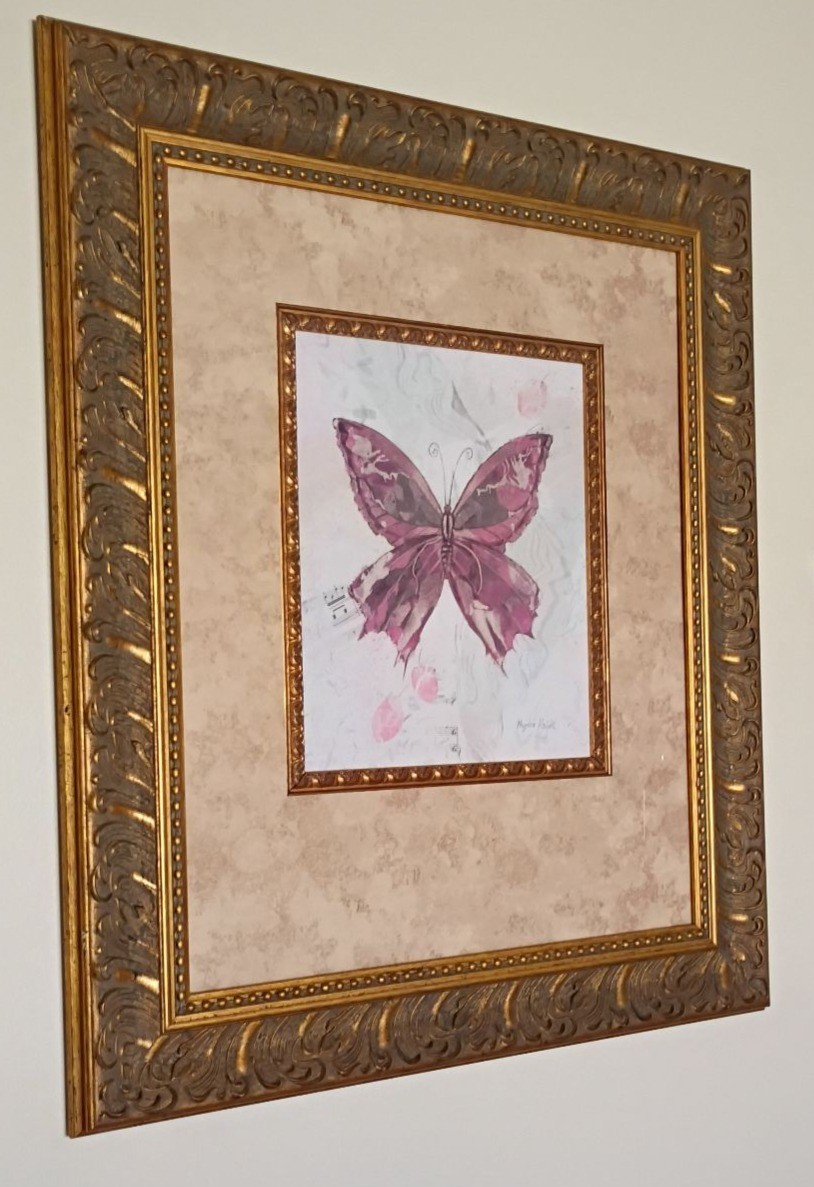 Framed Butterfly Wall Art with Two Decorative Wall Shelves - image 2 of 5