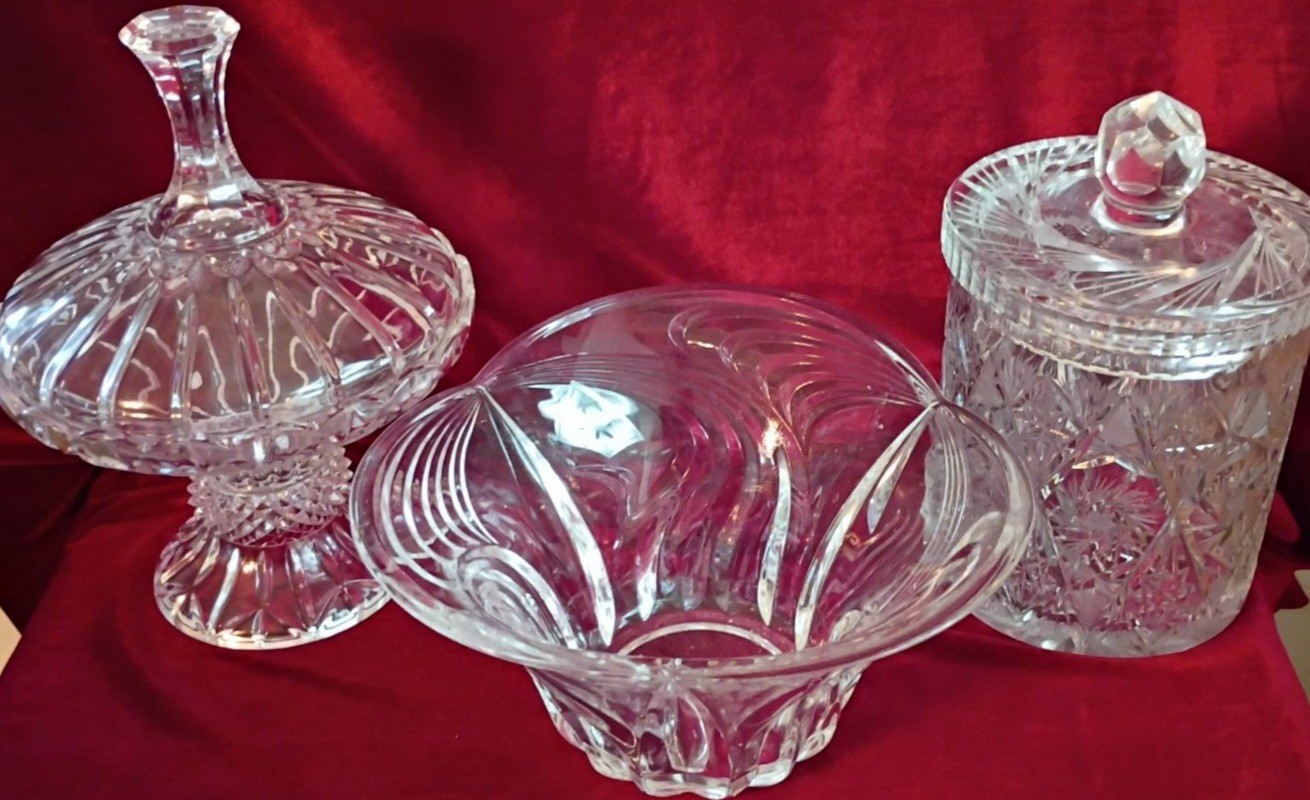 Assorted Cut Glass Decorative Containers and Bowl - image 1 of 4