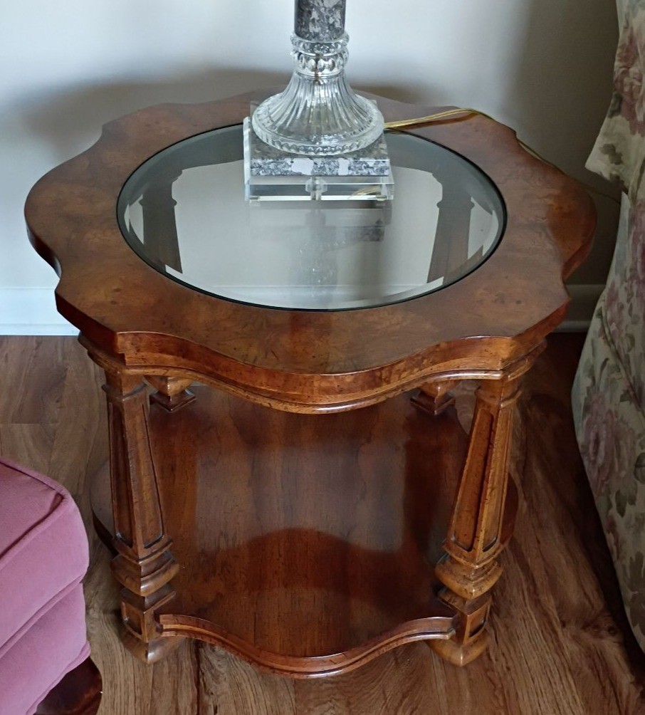 2 Wood Side Table with Glass Insert Top - image 5 of 7