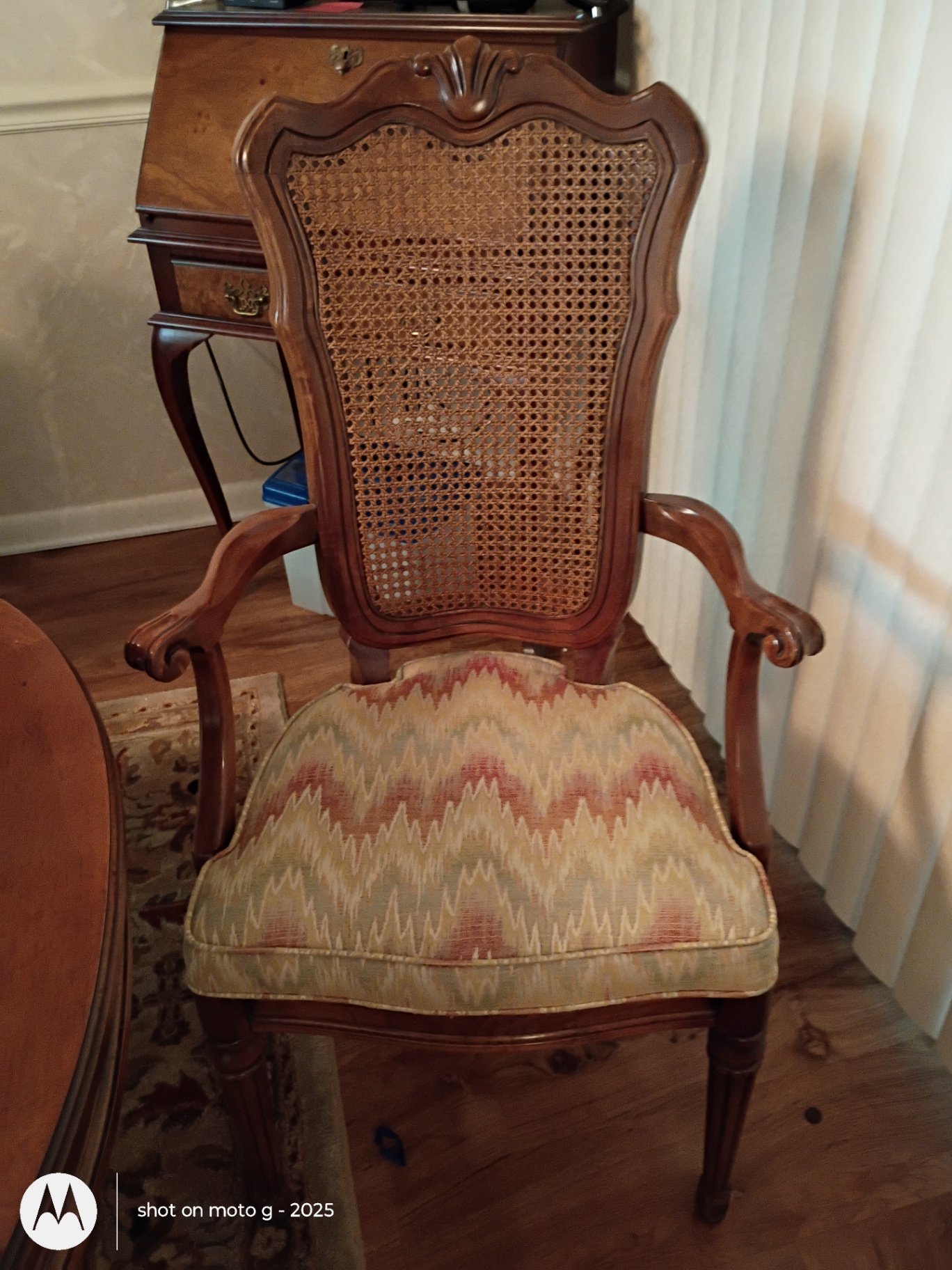 Wood Dining Table and Six Cane-Back Chairs - image 10 of 15