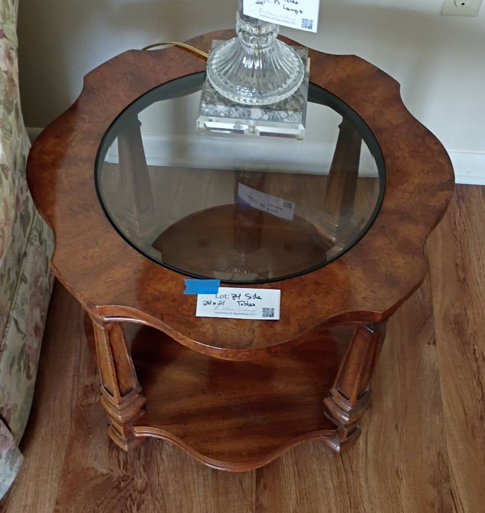 2 Wood Side Table with Glass Insert Top - image 2 of 7