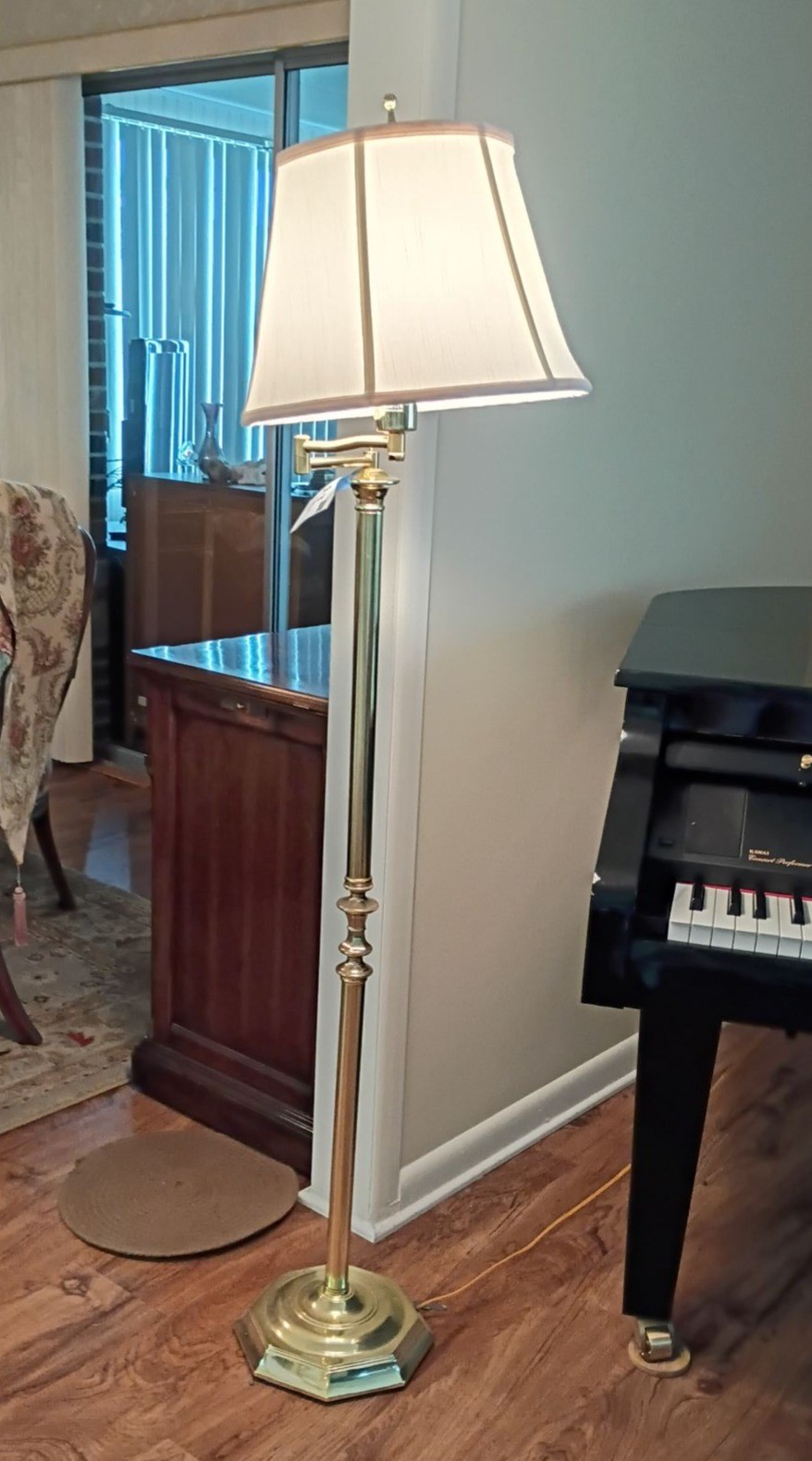 Brass Floor Lamp with White Shade - image 1 of 5