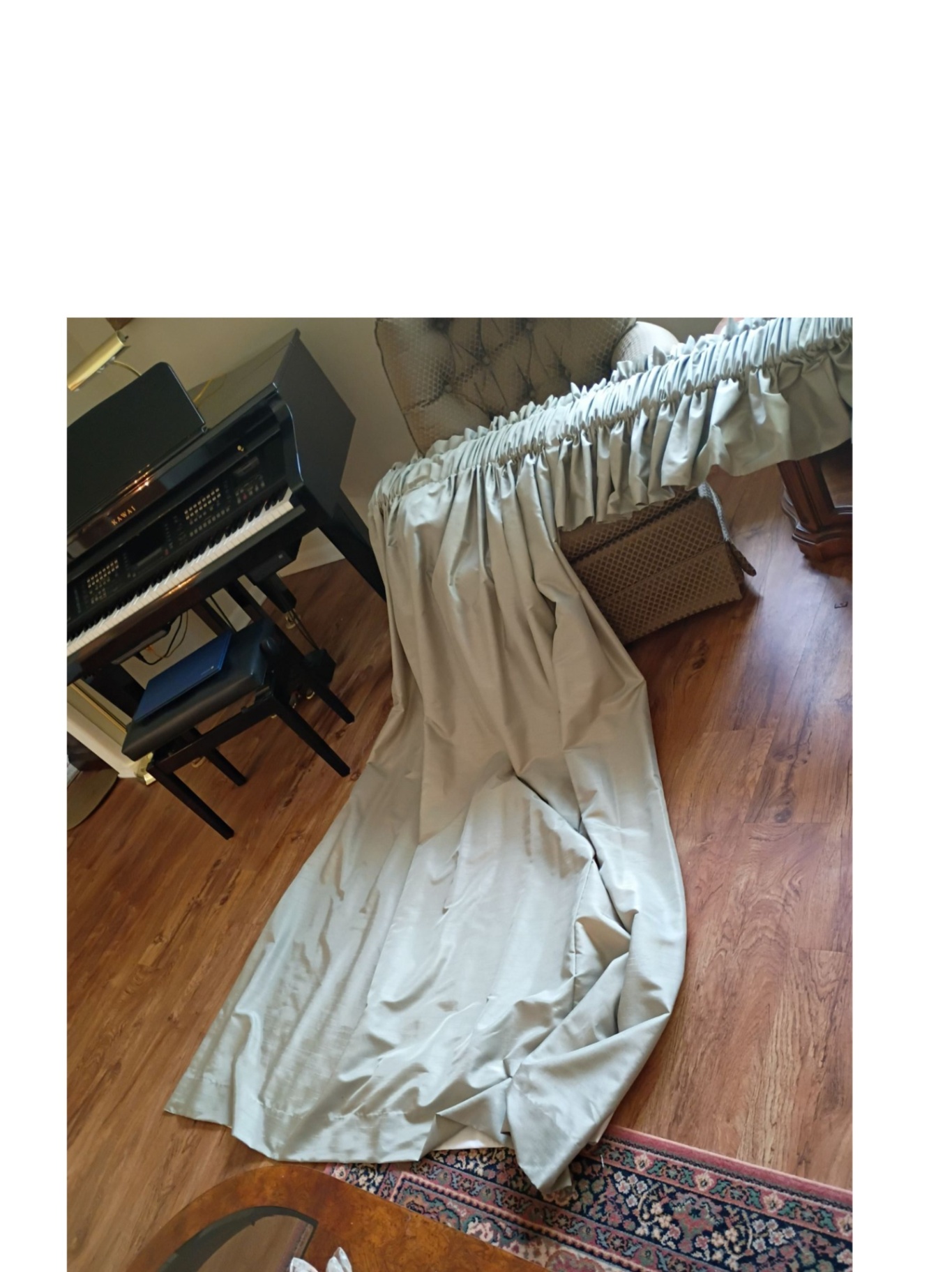 Set of Long Beige Curtains - image 3 of 5