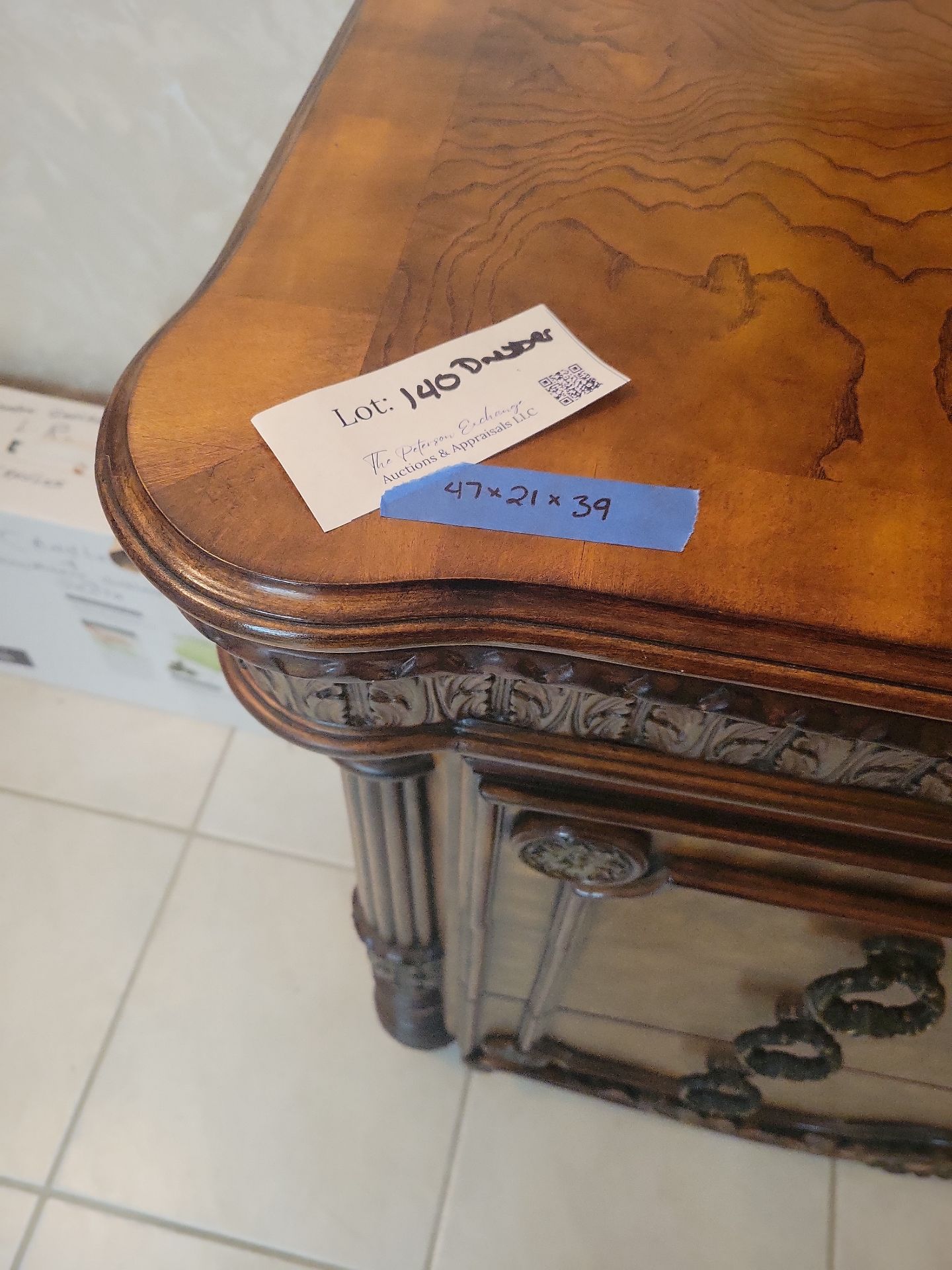 Ornate Three-Drawer Wooden Dresser - image 3 of 5