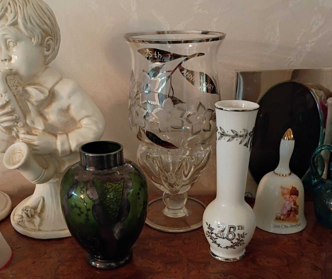Decorative Figurines, Vases, Bells, and Floral Arrangement - image 4 of 6
