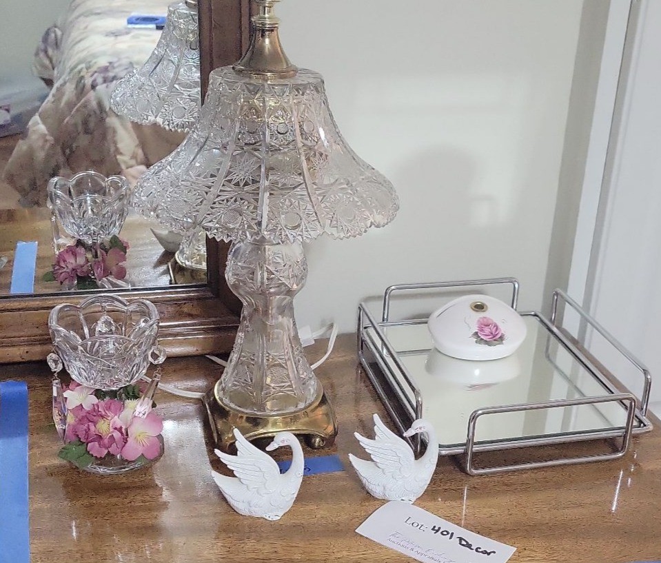 Crystal Lamp and Assorted Decorative Items - image 1 of 7