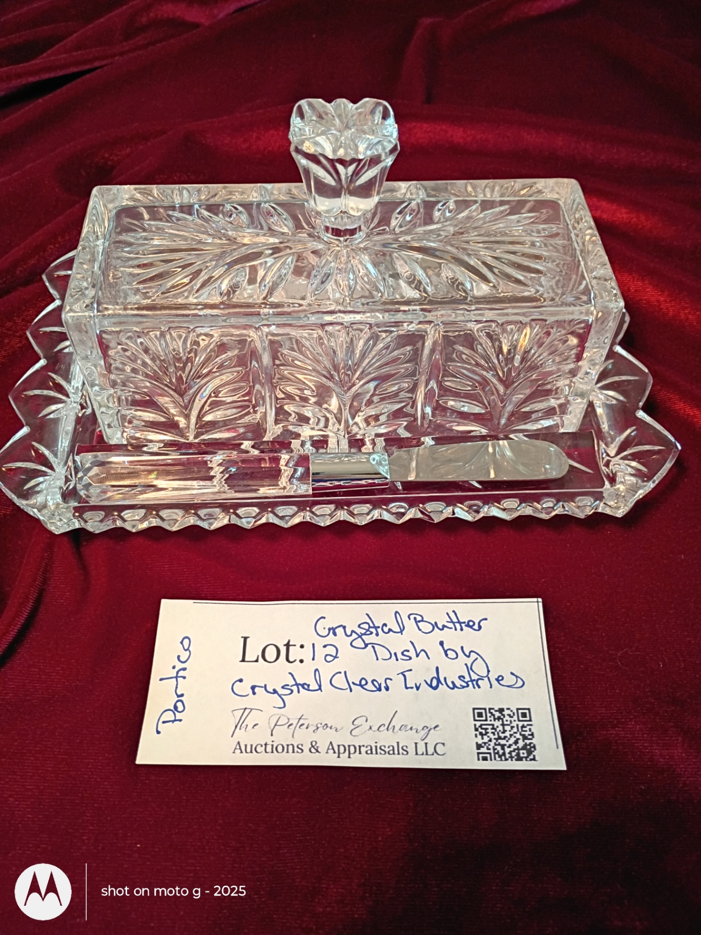 Crystal Butter Dish with Tray and Spreaders - image 1 of 3