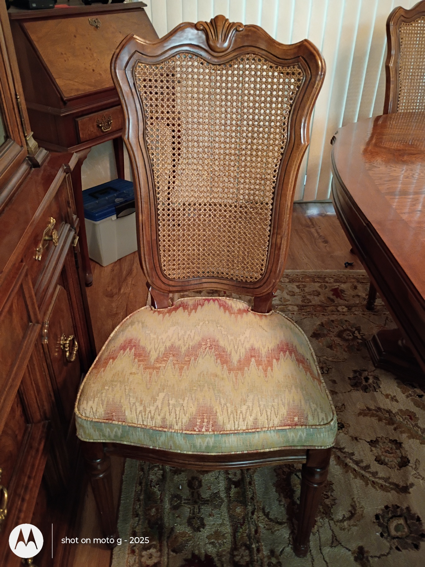 Wood Dining Table and Six Cane-Back Chairs - image 9 of 15