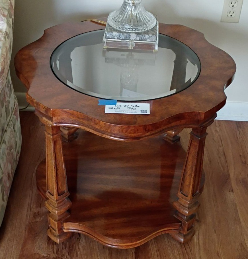 2 Wood Side Table with Glass Insert Top - image 1 of 7