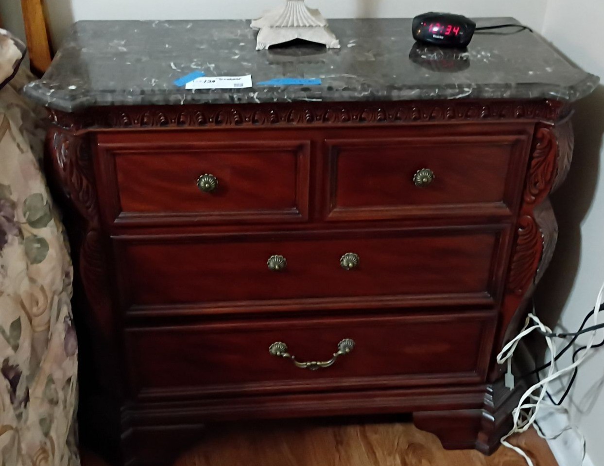Wooden Nightstand with Marble Top - image 1 of 4