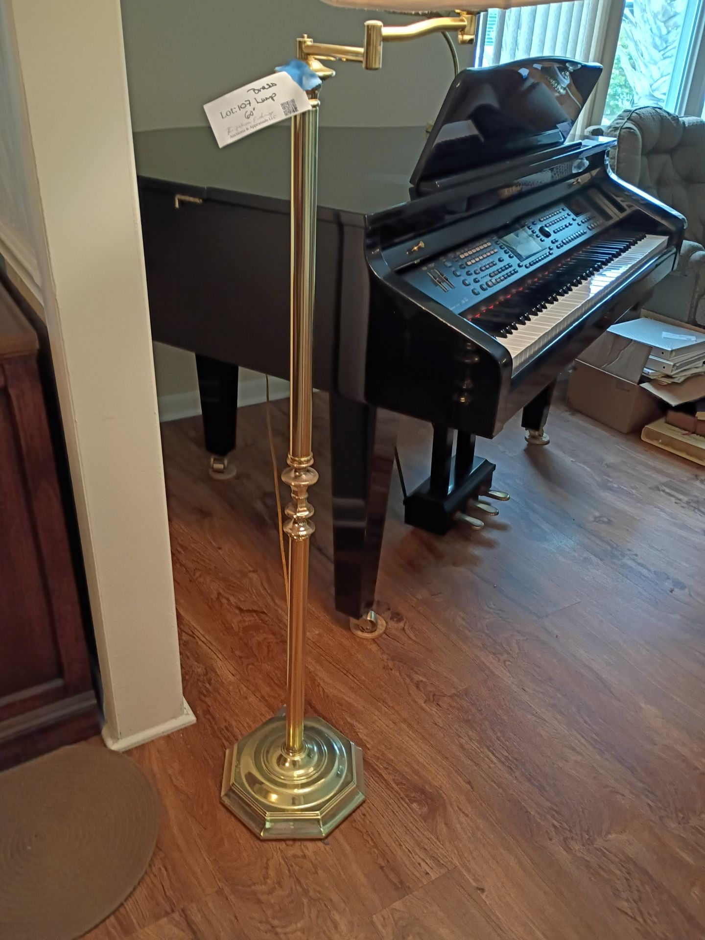 Brass Floor Lamp with White Shade - image 3 of 5
