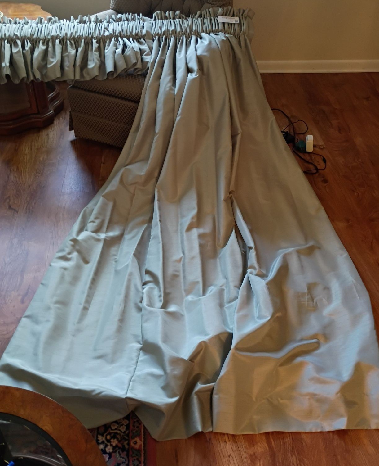 Set of Long Beige Curtains - image 2 of 5