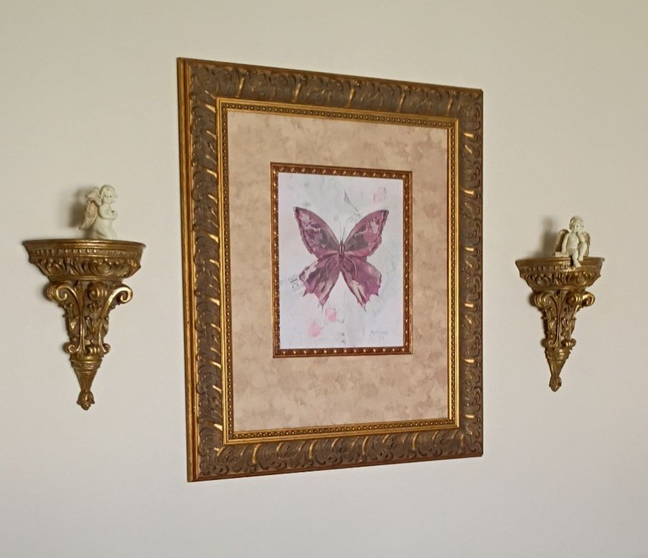 Framed Butterfly Wall Art with Two Decorative Wall Shelves - image 1 of 5