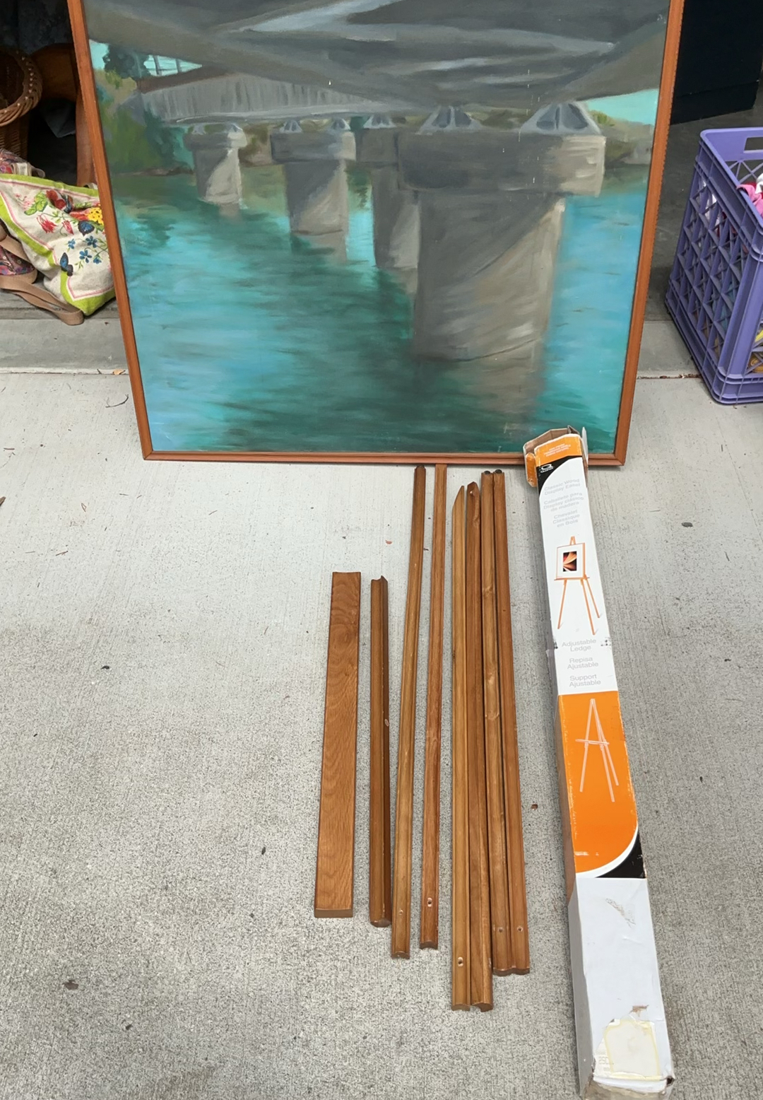 Wood Easel. Framed Painting - image 1 of 6