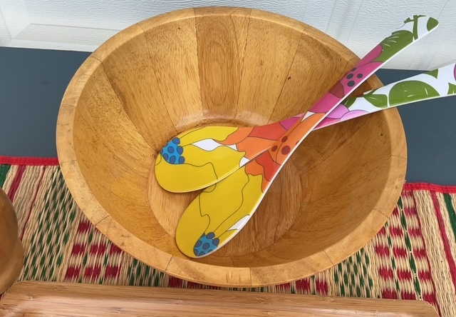 Wooden Serving Tray, Vase and Bowl with Utensils - image 3 of 6