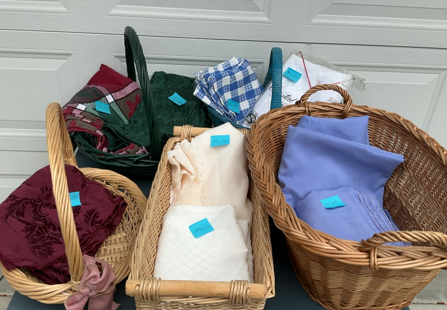 10 Large Table Cloths, 5 Baskets - image 1 of 6