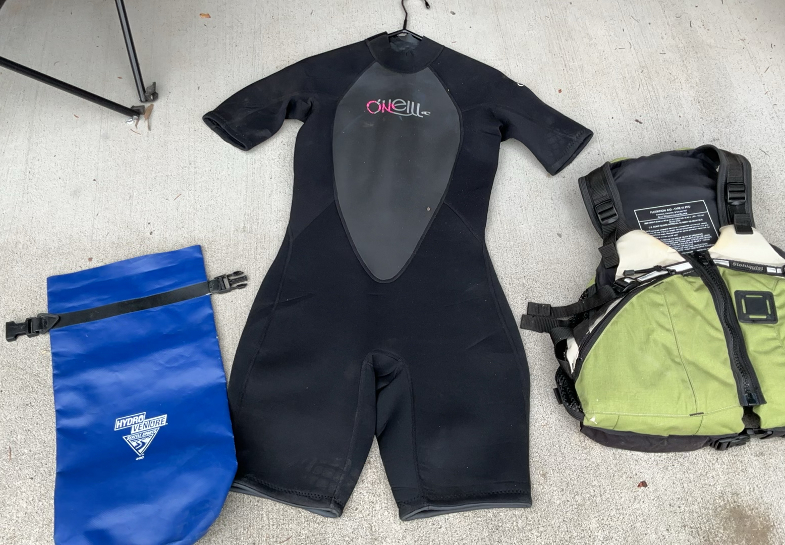 Wetsuit, Flotation Aid PFD, and Dry Bags - image 1 of 8