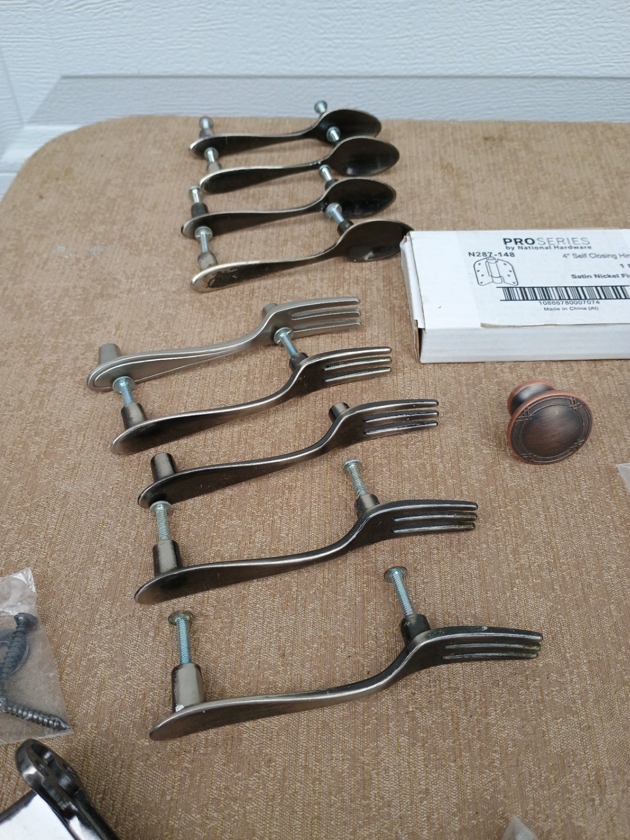 Assorted door and cabinet hardware kit with locks, hinges, and pulls - image 3 of 6