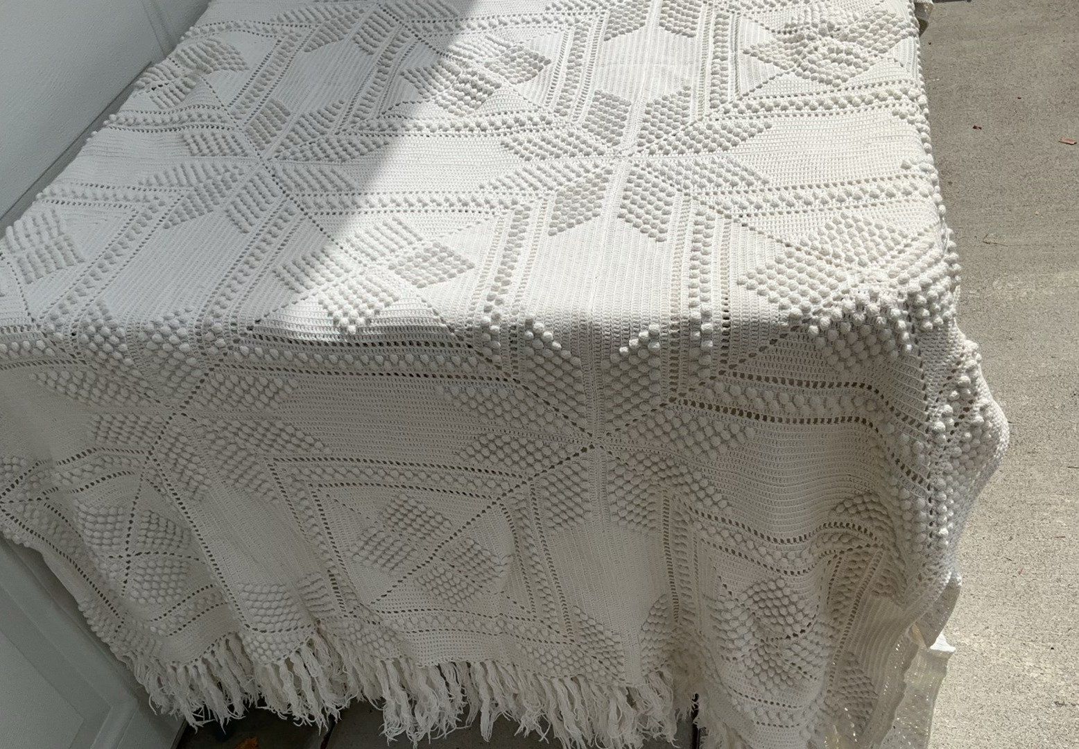Antique Crocheted Twin Bedspread - image 2 of 4