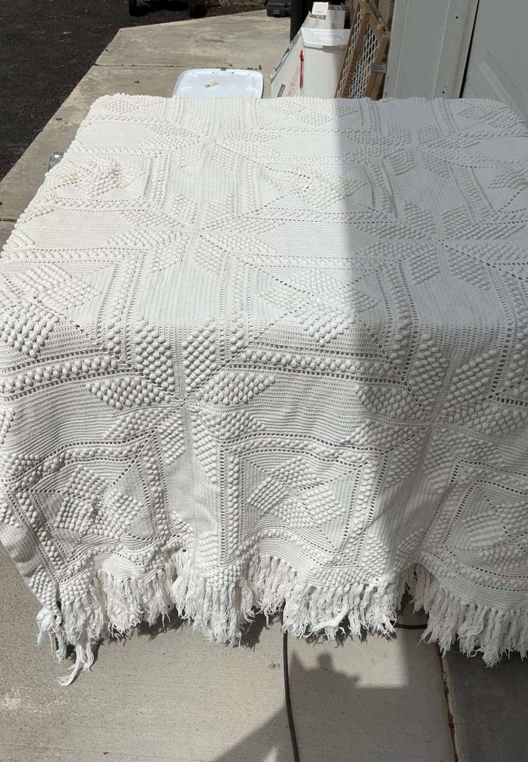 Antique Crocheted Twin Bedspread - image 1 of 4