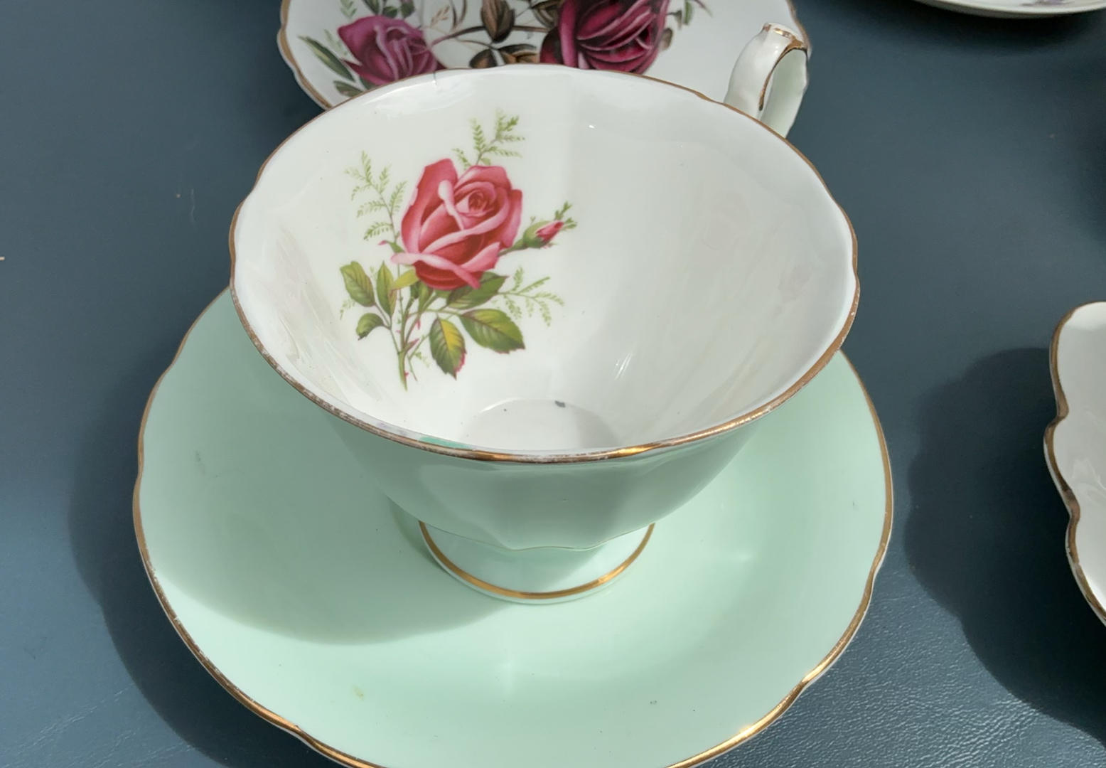 Vintage Porcelain Tea Cups And Saucers - image 3 of 11