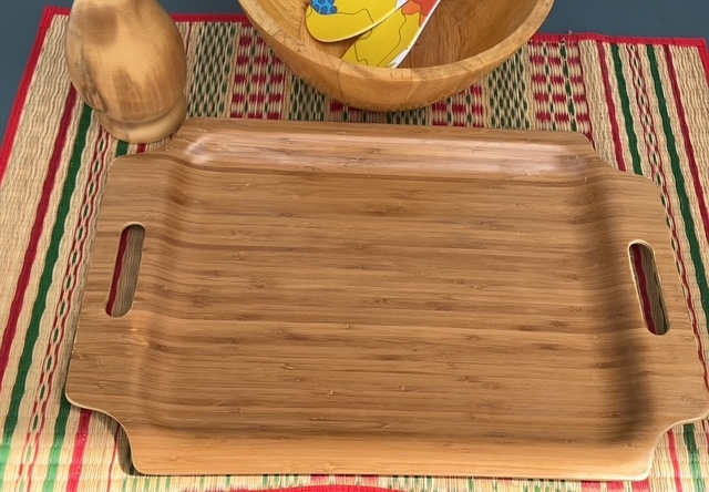 Wooden Serving Tray, Vase and Bowl with Utensils - image 2 of 6