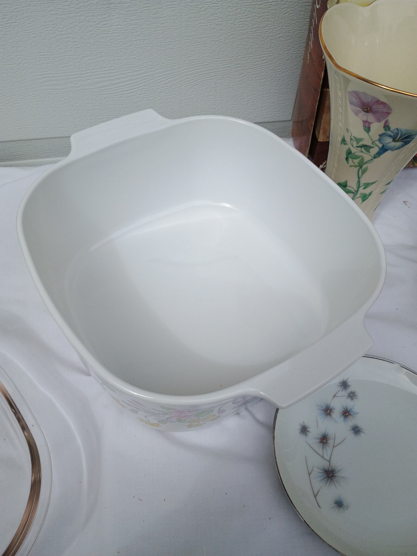 Assorted porcelain dinnerware with floral patterns and serving pieces - image 3 of 12