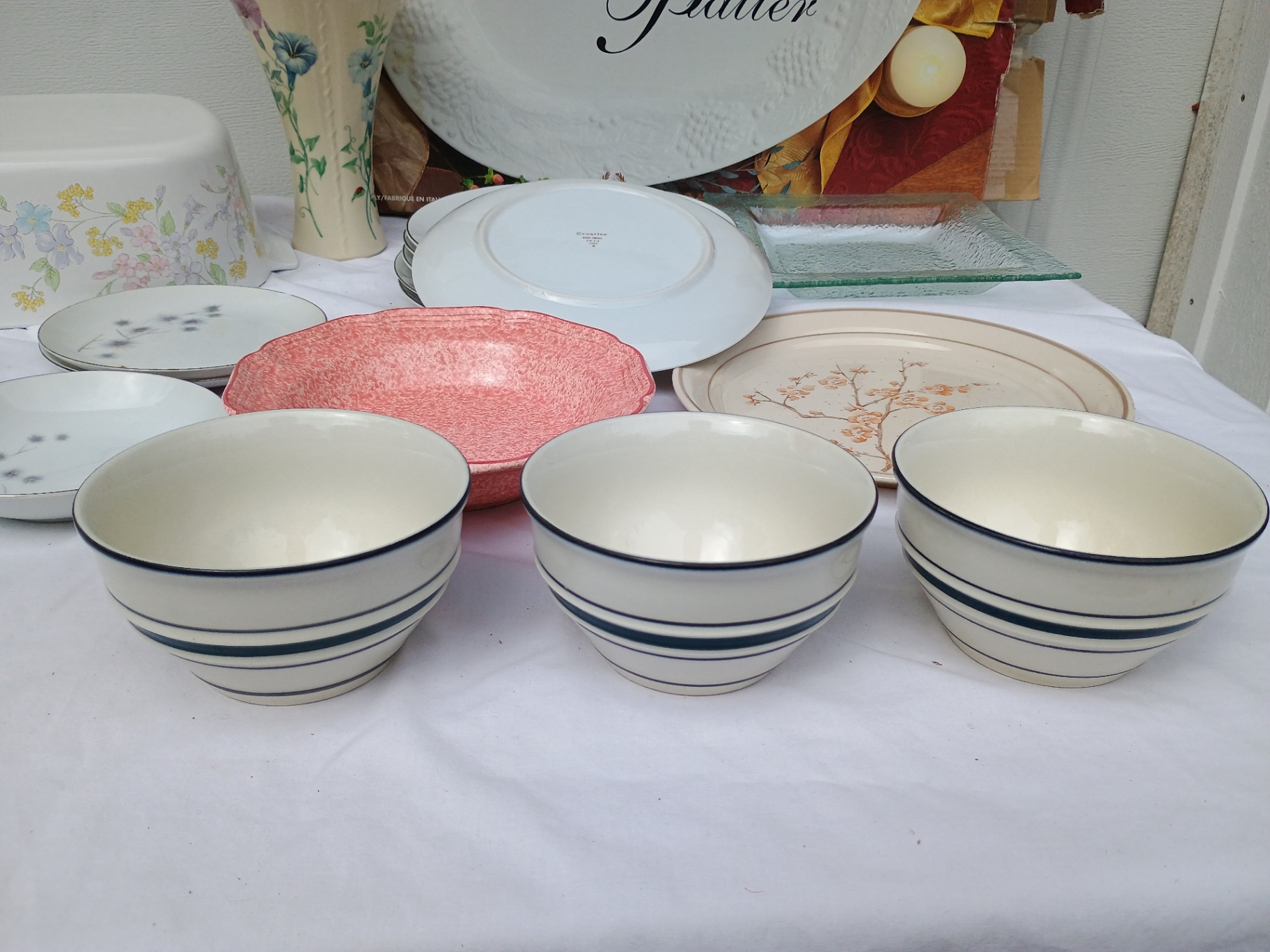 Assorted porcelain dinnerware with floral patterns and serving pieces - image 7 of 12