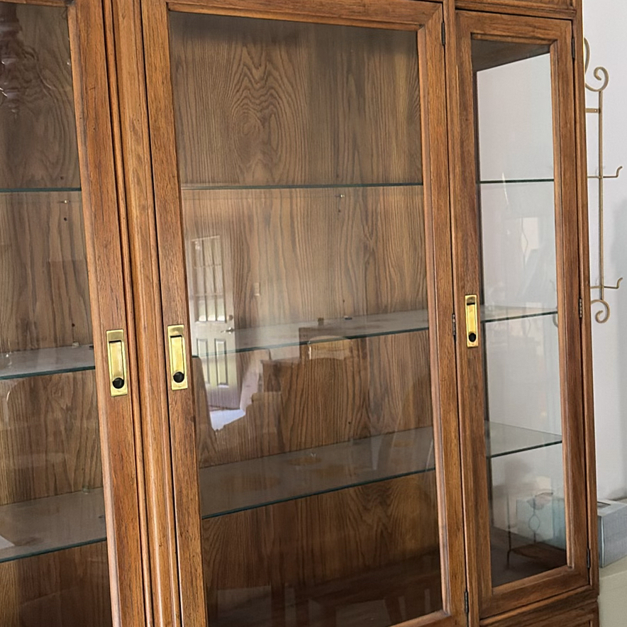 Wood Display Cabinet with Glass Shelves and Storage Drawers - image 4 of 10