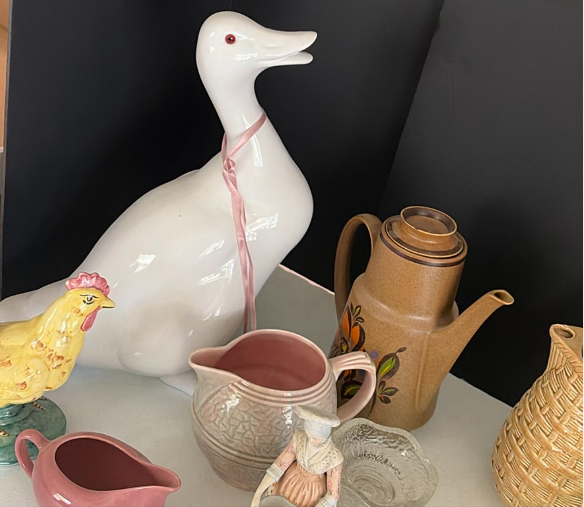Assorted Ceramic and Glass Decorative Pitchers, Teapots, and Figurines - image 5 of 9
