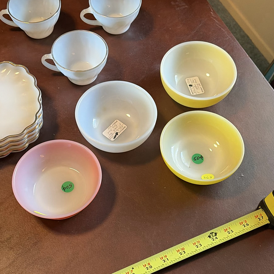 Assorted Vintage Glassware, Serving Trays, Bowls, Cups, and Metal Serving Dish - image 6 of 8