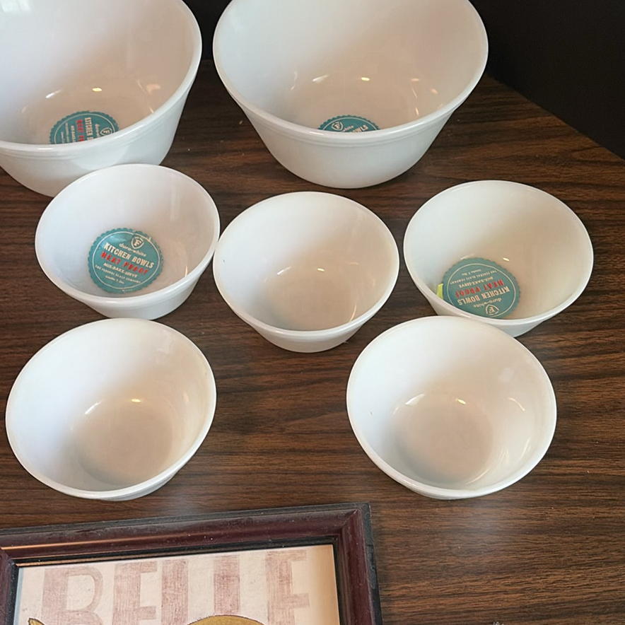 White Mixing Bowls, Framed Monaco Print, Hat, and Decorative Metal Pieces - image 5 of 7