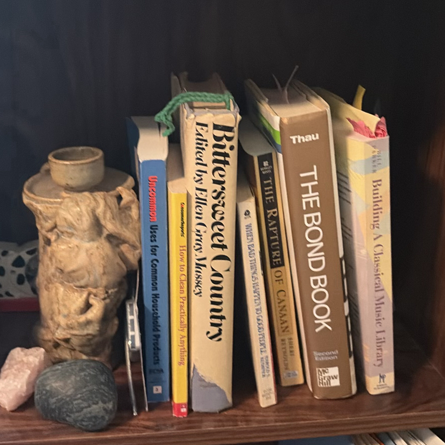Wooden Bookshelf with Books, Binders, and Decorative Items - image 3 of 12