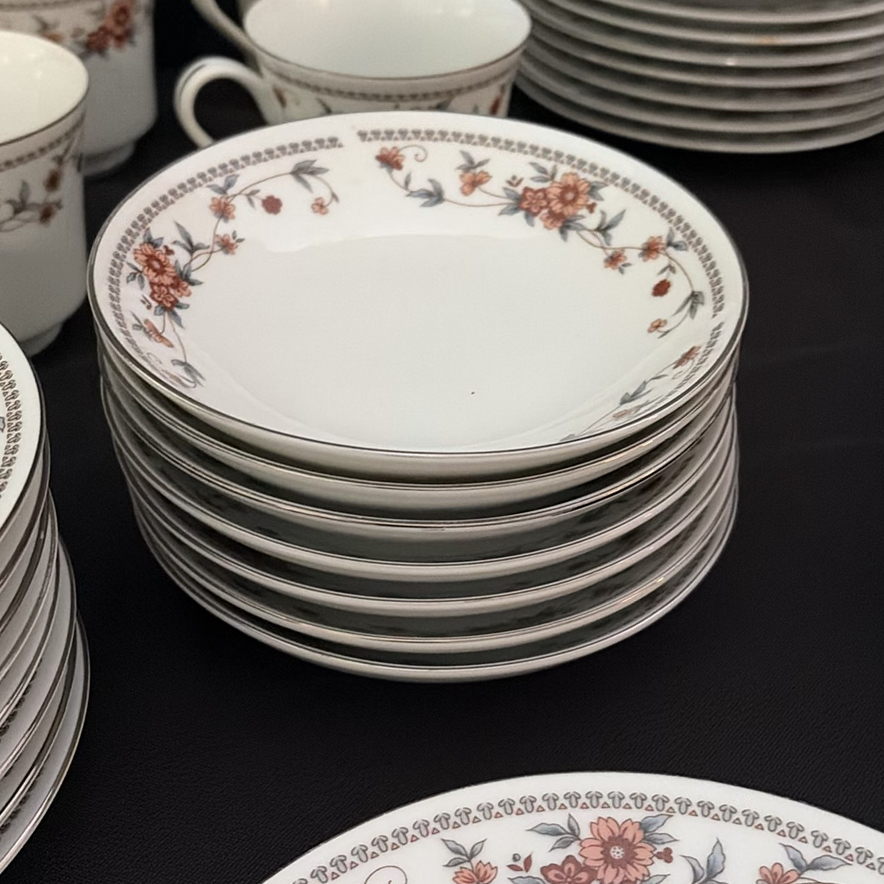Floral Pattern Dinnerware Set with Plates, Cups, Saucers, Bowls, Platter, and Butter Dish - image 7 of 17