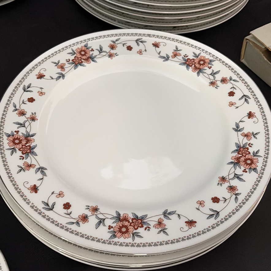 Floral Pattern Dinnerware Set with Plates, Cups, Saucers, Bowls, Platter, and Butter Dish - image 8 of 17