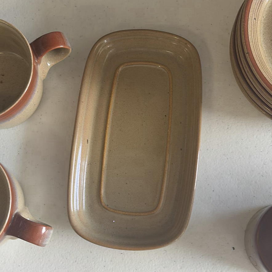 Stoneware Dinnerware Set with Cups, Plates, Bowls, Pitcher, Butter Dish, and Covered Container - image 5 of 8