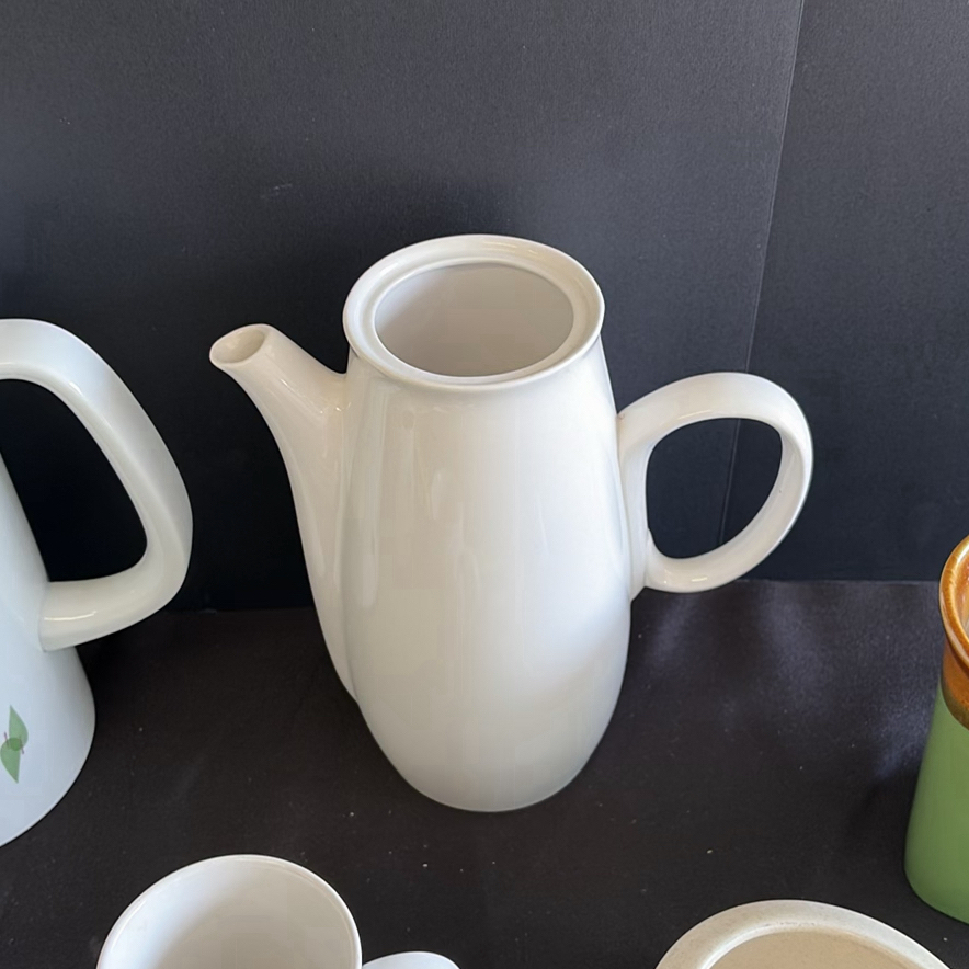 Assorted Ceramic Coffee Pots, Cups, Pitchers, and Glass Bowl - image 6 of 9