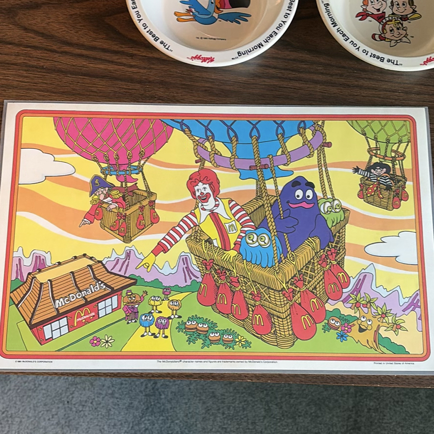 McDonald's Character Placemats, Kellogg's Cereal Bowls, and Bugs Bunny Glass - image 2 of 6