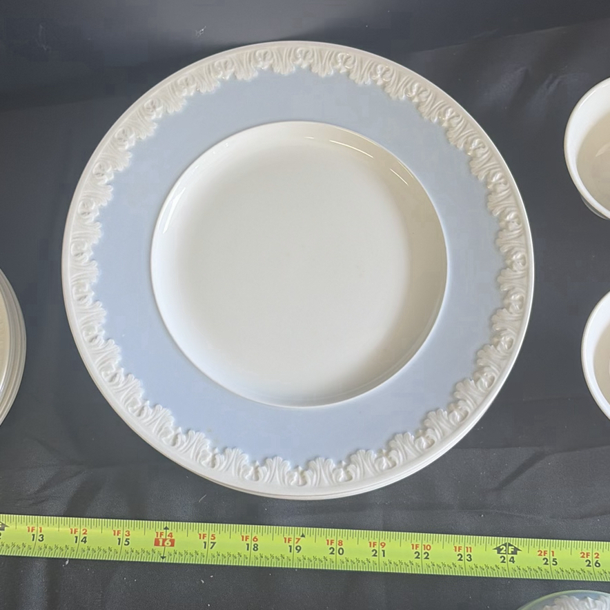 Blue and White Dinnerware Set with Plates, Cups, Teapot, and Creamer - image 6 of 12