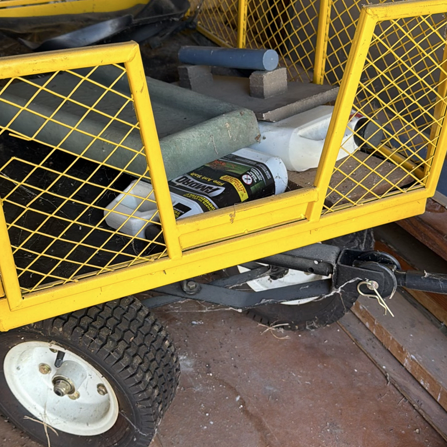 Yellow Utility Garden Cart with Assorted Yard and Workshop Items - image 3 of 5
