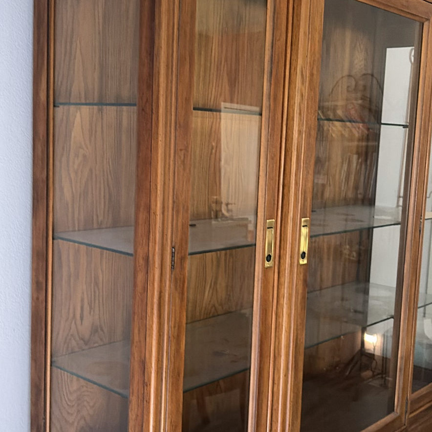 Wood Display Cabinet with Glass Shelves and Storage Drawers - image 6 of 10